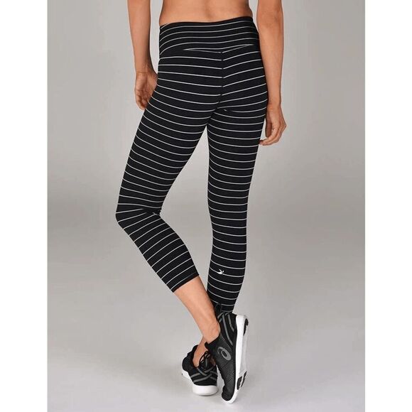 Glyder Black White Pinstriped VITAL 7/8 Yoga Leggings Large - Picture 8 of 9